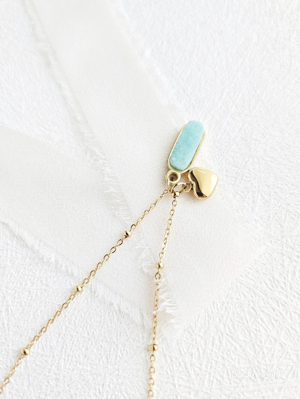 Gold Petite Heart & Stone Necklace - Picture 4 of 8